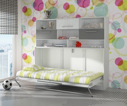 Półkotapczan łóżko chowane składane 90x200 ERGO +NADST. craft biały grafit