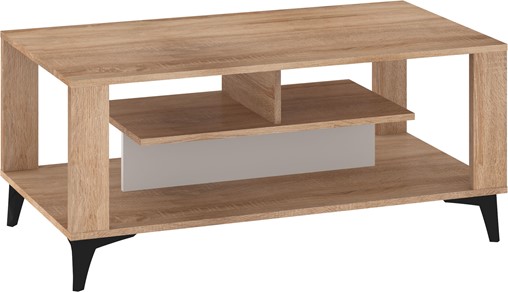 meble MIGES 06 nowoczesna ława stolik kawowy z półką dąb sonoma biały połys