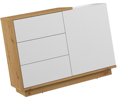 meble BRITA 04 komoda z szufladami drzwiami do salonu dąb artisan biały poł
