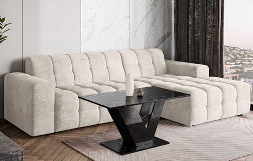 DU1 ława nowoczesny stolik kawowy 100x60 do salonu marmur royal czarny poł