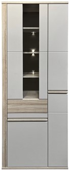 meble SOLO 02 duża witryna do salonu z szufladą dąb riva cashmere kaszmir