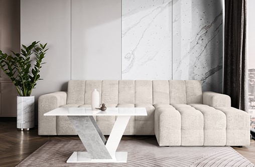 DU1 ława nowoczesny stolik kawowy 100x60 do salonu biały połysk beton