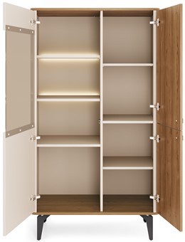 meble AURENA 03 LED nowoczesna niska witryna na nóżkach orzech cashmere