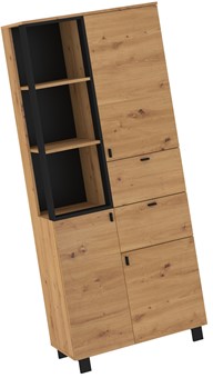 meble GAVES 10 szafka wysoki regał z szufladami drzwiami dąb artisan czarny