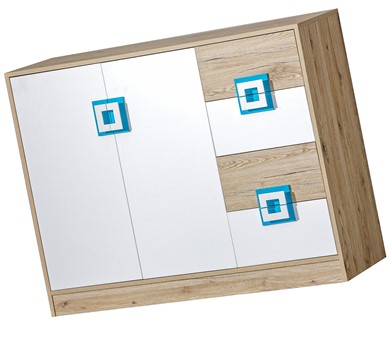 meble NICO 08 duża komoda z szufladami drzwiami młodzieżowa dąb biały turku