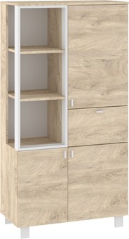 meble GAVES 09 szafka regał z półkami loft do salonu dąb endgrain biały