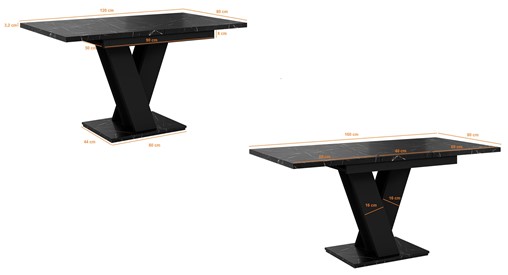 MASIV nowoczesny stół rozkładany do salonu jadalni 120x80 marmur roy czarny