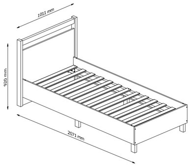 meble INDYGO L90 łóżko pojedyncze 90x200 do sypialni bez mat dąb wotan ziel