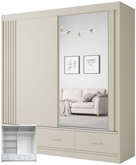 CA31-20 szafa przesuwna z szufladami lustrem lamelami cashmere kaszmir ukS