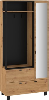 meble GAVES 05 przedpokój garderoba z lustrem loft dąb artisan czarny
