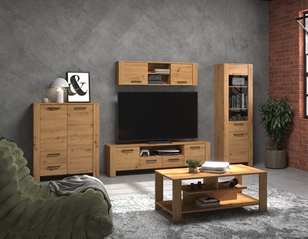 meble DELIS #2 regał szafka RTV wytryna półka stolik kawowy dąb artisan