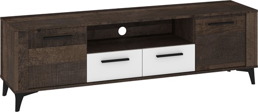 meble MIGES 11 komoda stolik szafka RTV z szufladami dąb grange biały połys