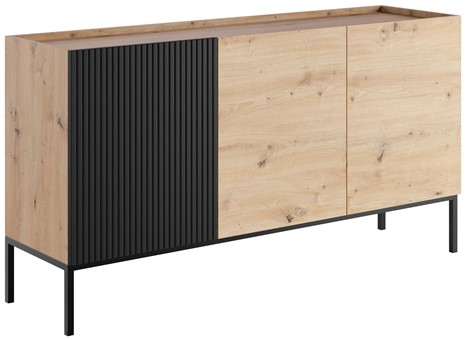 meble KOME 08 duża szafka komoda z drzwiami na nóżkach dąb artisan czarny