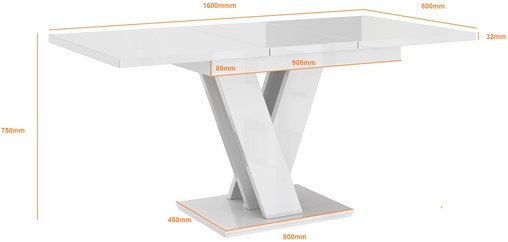 MASIV nowoczesny stół rozkładany do salonu jadalni 120x80 biały połysk