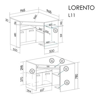 meble LORENTO 11 biurko narożne