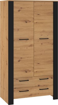 meble DELIS 12 szafa z szufladami do przedpokoju salonu dąb artisan czarny