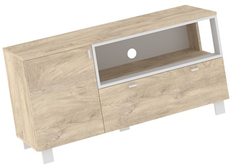 meble GAVES 12 komoda stolik szafka RTV do salonu loft dąb endgrain biały