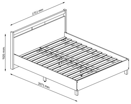 meble INDYGO L160 łóżko 160x200 do sypialni bez materaca dąb wotan beż