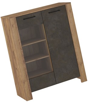 meble DELIS 14 niska witryna do salonu dąb craft złoty granada brąz