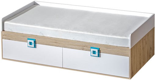 meble NICO 14 łóżko dziecięce młodzieżowe 90x200 bez mat. dąb biały turkus