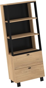 meble GAVES 08 regał na książki z szufladami do salonu loft dąb cre. czarny