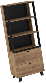 meble GAVES 08 regał z szufladami półkami do salonu loft dąb craft z czarny