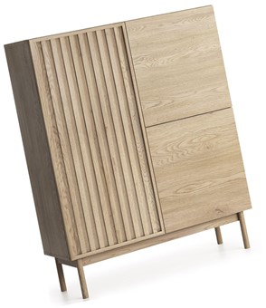 meble SAORI K3D szafka komoda z drzwiami lamelami do salonu dąb cremona