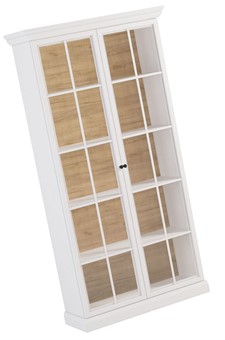 meble LUCCA W2D klasyczna duża witryna do salonu biały opal dąb craft