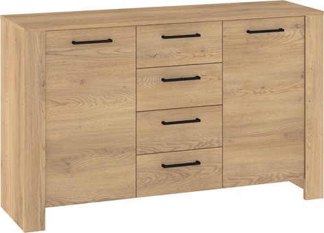 meble DELIS 03 duża komoda z szufladami drzwiami do salonu dąb cremona