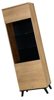 meble JOHN 2 02P nowoczesna witryna do salonu na nóżkach dąb lefkas