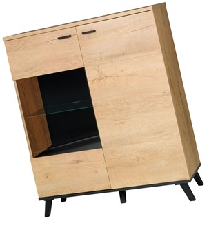 meble JOHN 2 04 szafka witryna komoda z drzwiami do salonu dąb lefkas