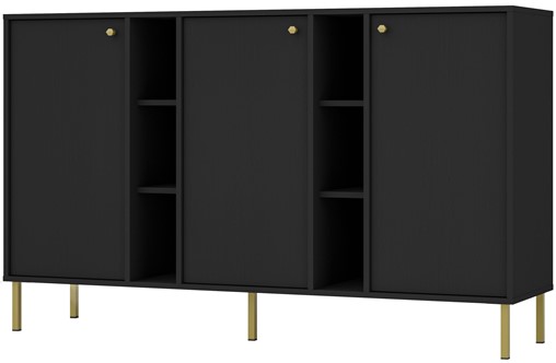 meble TOKYO 823 szeroka komoda do salonu na nóżkach czarny grafit N2
