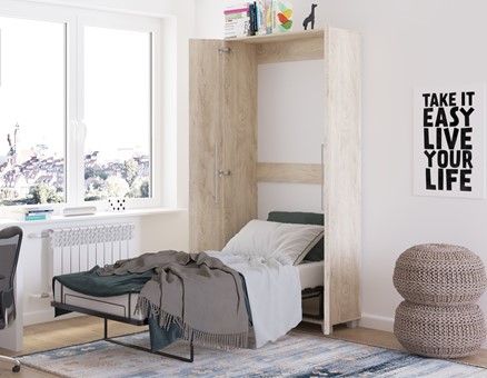 Półkotapczan pionowy łóżko chowane w szafie TEDDY 90 dąb endgrain