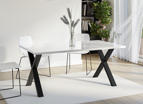 BROOKLYN X biurko / stół industrialny do salonu jadalni 160x90 biały połysk