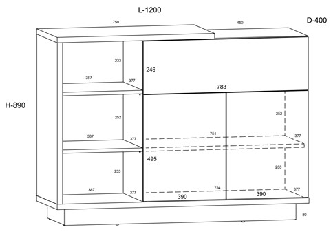 meble BRITA 06 komoda 2D1S