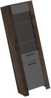 meble DELIS 15 wysoka wąska witryna do salonu dąb grange grafit
