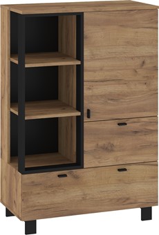 meble GAVES 06 niski regał na książki z szufladami loft dąb craft zł czarny