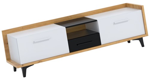 meble DOX 09 duża komoda stolik szafka RTV z szufladą artisan biały czarny