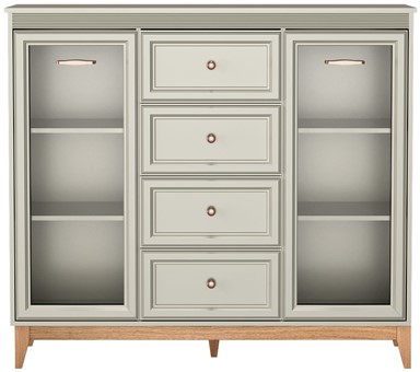 meble WINDSOR 07 komoda witryna z szufladami do salonu kaszmir cashmere