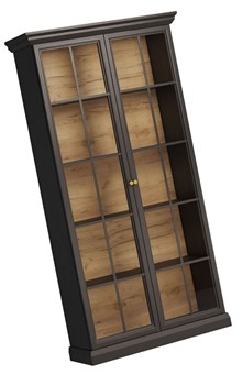 meble LUCCA W2D klasyczna duża witryna do salonu czarny grafit dąb craft