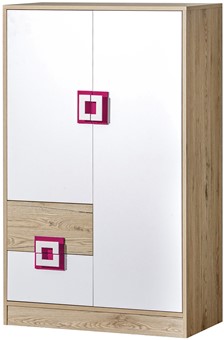 meble NICO 07 wysoka komoda z szufladami drzwiami młodzieżowa dąb biały róż