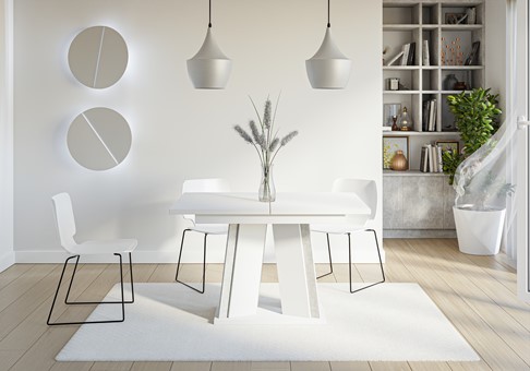 DOHA nowoczesny stół rozkładany do salonu jadalni 120x80 biały mat / beton