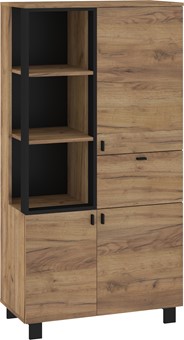 meble GAVES 09 szafka regał z półkami loft do salonu dąb craft złoty czarny