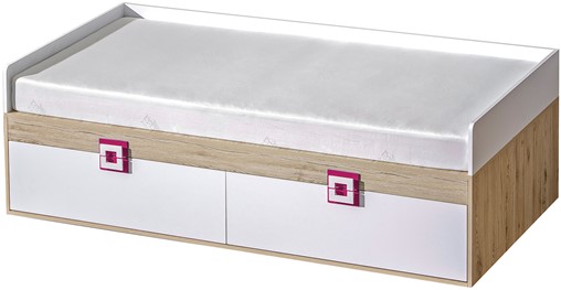 meble NICO 14 łóżko dziecięce młodzieżowe 90x200 bez mat. dąb biały róż