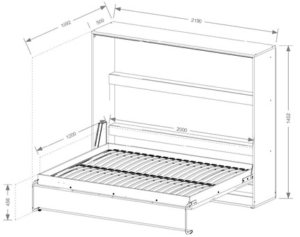meble PEFE 120 półkotapczan poziomy łóżko chowane składane bez mat biały cz