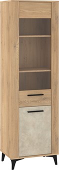meble MIGES 15 wysoka witryna do salonu na nóżkach dąb cremona granada migd