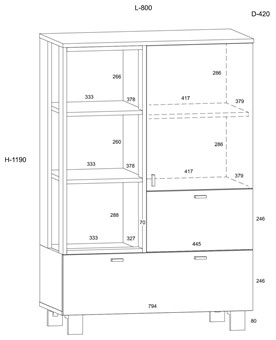 meble GAVES 06 niski regał na książki z szufladami loft dąb craft zł czarny