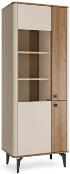 meble AURENA 02 nowoczesna wysoka witryna na nóżkach orzech cashmere