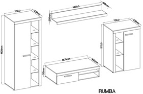 RUMBA meble pokojowe meblościanka biały / beton