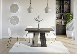 DOHA nowoczesny stół rozkładany do salonu jadalni 120x80 marmur royal czarn
